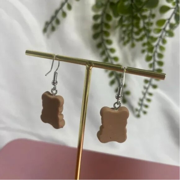 ⭐️❤️ FREE Bear Drink Boba Cute Coffee Animal Drop Girly Chic Glam Artsy Earrings - Picture 4 of 8